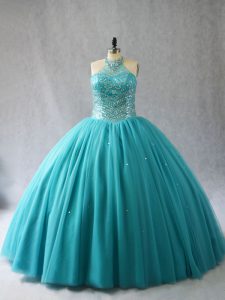 Sleeveless Brush Train Lace Up Beading Sweet 16 Dresses