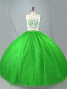 Low Price Floor Length Zipper Quinceanera Gown Green for Sweet 16 and Quinceanera with Beading