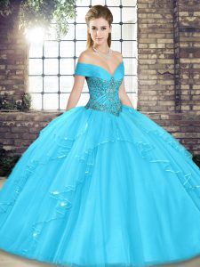 Sleeveless Beading and Ruffles Lace Up Sweet 16 Dresses