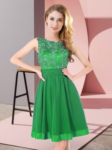 Amazing Chiffon Sleeveless Mini Length Dama Dress for Quinceanera and Beading and Appliques