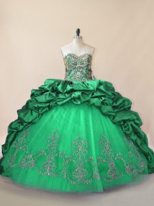 Edgy Green Sleeveless Beading and Pick Ups Lace Up Ball Gown Prom Dress