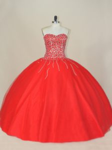 Glorious Sleeveless Beading Lace Up 15th Birthday Dress