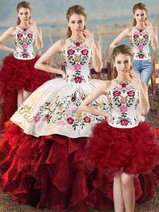 Sleeveless Embroidery and Ruffles Lace Up Vestidos de Quinceanera