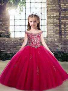 Trendy Sleeveless Beading and Appliques Lace Up Kids Pageant Dress