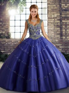 Deluxe Tulle Sleeveless Floor Length Quinceanera Dress and Beading and Appliques