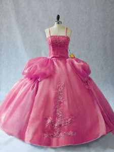 Most Popular Pink Lace Up Straps Appliques 15 Quinceanera Dress Organza Sleeveless