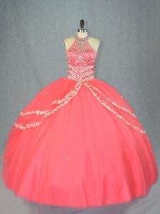 Fashionable Tulle Sleeveless Floor Length 15 Quinceanera Dress and Beading and Ruffles