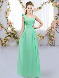 Turquoise Quinceanera Court Dresses Wedding Party with Hand Made Flower One Shoulder Sleeveless Lace Up