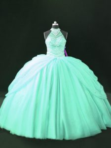 Amazing Floor Length Ball Gowns Sleeveless Apple Green Quinceanera Dress Lace Up