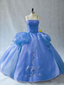 Low Price Floor Length Ball Gowns Sleeveless Blue Sweet 16 Dresses Lace Up