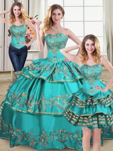 Decent Floor Length Aqua Blue Quinceanera Dress Sweetheart Sleeveless Lace Up