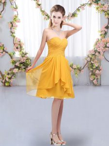 Sleeveless Lace Up Knee Length Ruffles and Ruching Dama Dress