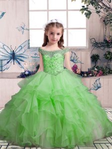 Sleeveless Beading and Ruffles Floor Length Little Girl Pageant Dress