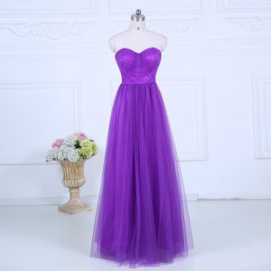 Inexpensive Eggplant Purple Empire Ruching Dama Dress Zipper Tulle Sleeveless Floor Length