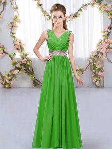 Best Green Sleeveless Chiffon Lace Up Court Dresses for Sweet 16 for Wedding Party