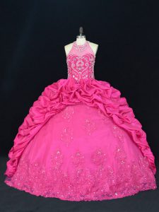 Charming Ball Gowns Sleeveless Hot Pink Vestidos de Quinceanera Lace Up