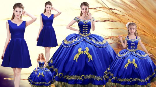 Fashion Floor Length Ball Gowns Sleeveless Royal Blue Sweet 16 Dress Lace Up