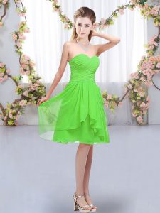 On Sale Empire Dama Dress for Quinceanera Sweetheart Chiffon Sleeveless Knee Length Lace Up