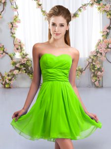 Sleeveless Chiffon Mini Length Lace Up Quinceanera Dama Dress in with Ruching