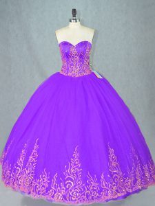 Admirable Purple Sleeveless Floor Length Beading Lace Up Vestidos de Quinceanera