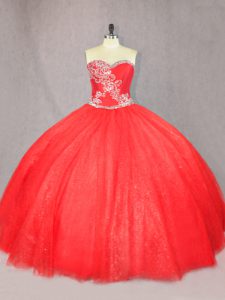 Tulle Sleeveless Floor Length Quince Ball Gowns and Beading