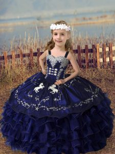 Floor Length Purple Pageant Gowns For Girls Straps Sleeveless Lace Up