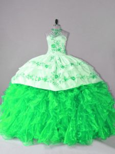 Low Price 15 Quinceanera Dress Halter Top Sleeveless Court Train Lace Up