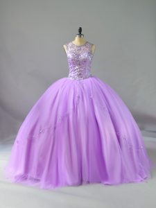 Sleeveless Beading Lace Up Quinceanera Gown