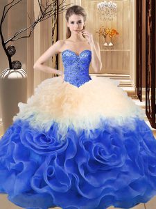 Luxury Floor Length Ball Gowns Sleeveless Multi-color 15th Birthday Dress Lace Up