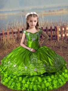 Floor Length Ball Gowns Sleeveless Girls Pageant Dresses Lace Up