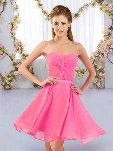 Mini Length Empire Sleeveless Rose Pink Quinceanera Court Dresses Lace Up