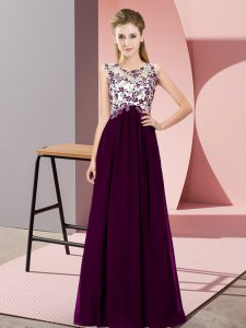 Fancy Dark Purple Zipper Court Dresses for Sweet 16 Beading and Appliques Sleeveless Floor Length