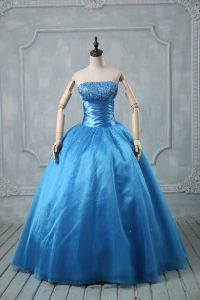 Low Price Organza Sleeveless Floor Length 15 Quinceanera Dress and Beading and Sequins