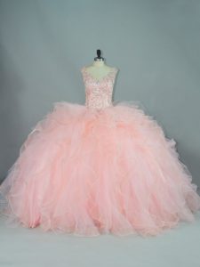 Tulle Sleeveless 15 Quinceanera Dress and Ruffles