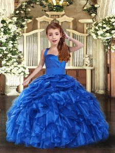 Sleeveless Lace Up Floor Length Ruffles Little Girls Pageant Dress Wholesale