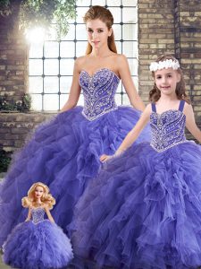 Sleeveless Beading and Ruffles Lace Up Quinceanera Dress