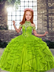 Enchanting Sleeveless Tulle Lace Up Girls Pageant Dresses for Party and Wedding Party