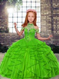 Sleeveless Beading and Ruffles Floor Length Little Girls Pageant Gowns