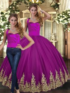 Exquisite Tulle Sleeveless Floor Length Quinceanera Dress and Embroidery