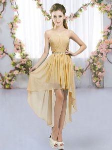 Lovely Sweetheart Sleeveless Chiffon Court Dresses for Sweet 16 Beading Lace Up