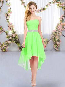 Sleeveless Belt High Low Quinceanera Court Dresses