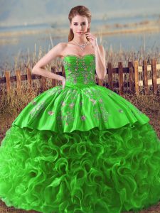 Fantastic Sleeveless Embroidery and Ruffles 15th Birthday Dress