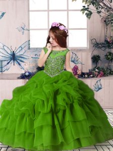 Beauteous Floor Length Little Girls Pageant Gowns Scoop Sleeveless Zipper