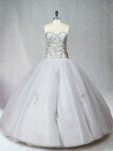 Sophisticated Floor Length Ball Gowns Sleeveless White Sweet 16 Quinceanera Dress Zipper