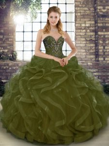 Charming Tulle Sleeveless Floor Length Sweet 16 Quinceanera Dress and Beading and Ruffles