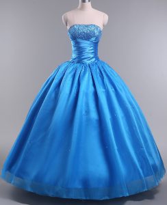 Eye-catching Organza Sleeveless Floor Length Ball Gown Prom Dress and Beading