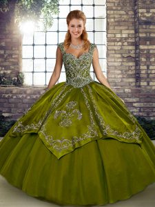 Straps Sleeveless Tulle Sweet 16 Dresses Beading and Embroidery Lace Up