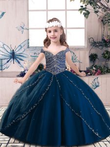 Amazing Sleeveless Beading Lace Up Little Girls Pageant Gowns