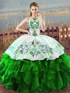 Vintage Sleeveless Embroidery and Ruffles Floor Length Quinceanera Dress