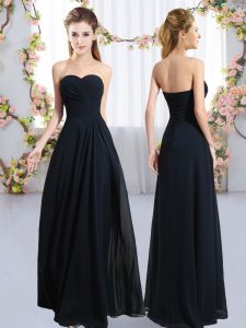 Top Selling Sweetheart Sleeveless Zipper Quinceanera Dama Dress Navy Blue Chiffon